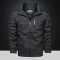 Men's outdoor quick-dry hooded jacket in dark grey with mesh lining and outdoor embroidery - M / Gray