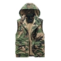 Winter camo hooded cargo vest for men with warm beige fleece lining and multi-pockets - M / Camouflage