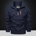 Men's dark blue quick-dry hooded outdoor jacket with windproof fabric and chest pocket - M / Sapphire Blue