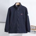 Men's navy blue thick polar fleece jacket with stand collar and outdoor sports embroidery - XS / Dark Blue