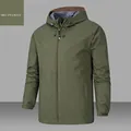 Men's outdoor army green hooded jacket with adjustable drawstrings and velcro cuffs - S / Green