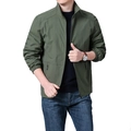 Giacca casual da uomo verde militare con collo alto e tasche con cerniera - M / Verde Militare