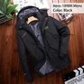 Giacca outdoor da uomo nera con fodera in pile grigio caldo e cappuccio protettivo - L / Nero