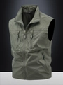 Men's outdoor quick-dry fishing vest with multiple pockets in military green color - M / Army Green