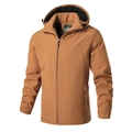 Giacca outdoor da uomo con cappuccio in marrone caramello antivento con cerniera - Taglia M / Rosso Arancio