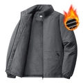 Giacca invernale da uomo grigio scuro antivento con fodera in pile e collo alto - M / grigio scuro