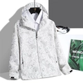Lightweight white windproof jacket with tropical leaf print and adjustable hood - 3XL / Tops / Camo White