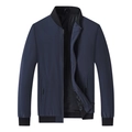 Klassische dunkelblaue Herrenjacke mit Stehkragen und gerippten Bündchen am Saum - M / Dunkelblau