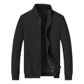 Klassische schwarze Herrenjacke mit Stehkragen, Rippbündchen und durchgehendem Reißverschluss - M / Schwarz