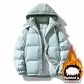 Veste à capuche vert menthe matelassée avec patchwork en velours côtelé chaud épais - S / Hauts / Cyan Clair