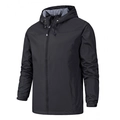 Black waterproof outdoor windbreaker jacket with hooded design and adjustable cuffs - 3XL / Tops / Black