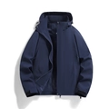 Chaqueta cortavientos azul marino para hombre con forro de malla y capucha ajustable - S / Azul oscuro