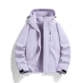 Light purple windproof hooded jacket for women with zipper pockets and breathable mesh lining - S / Creamy Purple