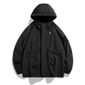 Men's black hooded outdoor functional jacket with adjustable cuffs and waterproof fabric - S / Black