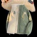 Men's reversible corduroy puffer jacket in sage green with white fleece lining - S / Bean Green