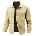 Khaki outdoor herenoverhemd met lange mouwen en praktische borstzakken voor werk - M / Khaki