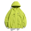 Men's outdoor hooded jacket in vibrant lime green with zipper pockets and athletic cut - S / Fluorescent Green