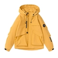 Giacca outdoor con cappuccio giallo zenzero in tessuto antivento con tasche - S / Giallo