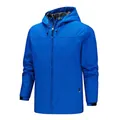 Leuchtend blaue Herren Windjacke mit Kapuze und Reißverschlusstaschen für Outdoor Sport - S / Königsblau