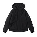 Giacca a vento outdoor nera da uomo con cappuccio, tasche con zip e ricamo OUTDOORS - S / Nero