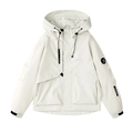 Giacca outdoor beige con cappuccio, design multi-tasche e dettagli funzionali - S / Bianco Sporco