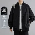 Blouson aviateur noir pour homme avec imprimé étoiles blanches et poignets côtelés - S / Noir