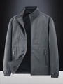 Men's dark grey lightweight stand collar sports jacket with full zipper and zip pockets - M / Dark Grey