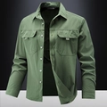 Camisa táctica de manga larga verde oliva para hombre con bolsillos frontales - M / Verde Militar