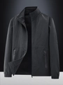 Men's dark gray lightweight windbreaker jacket with stand collar and waterproof pockets - M / Black
