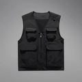 Black multi-pocket tactical utility vest with functional D-ring and zip pockets - M / Black