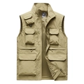Gilet multitasche da uomo color kaki per outdoor con fodera in rete traspirante - M / Cachi