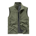 Men's army green outdoor tactical vest with stand collar and breathable mesh lining - M / Army Green