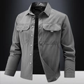 Camisa de trabajo gris oscuro de manga larga con bolsillos de pecho y forro transpirable - M / gris oscuro