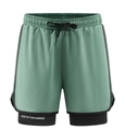 Men's 2-in-1 quick-dry running shorts in sage green with black inner compression layer - S / Army Green