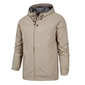 Men's khaki hooded outdoor windbreaker jacket with adjustable cuffs and zippers - S / Khaki