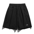 Men's quick-dry black sports shorts with drawstring waist and mountain graphic print - S / Black