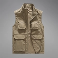 Gilet multitasche da uomo in kaki per esterno con design funzionale e fodera traspirante - M / Cachi