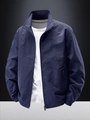 Men's navy blue windproof jacket with stand-up collar and premium nylon texture - M / Dark Blue