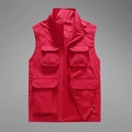 Gilet funzionale rosso da uomo con multitasche e fodera in rete per pesca ed escursioni - M / Rosso