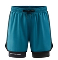 Lake blue two-in-one men's running shorts with black inner layer and drawstring - S / Lake Blue
