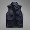 Gilet multitasche blu navy con colletto rialzato e fodera in rete traspirante - M / Blu Notte