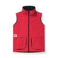 Men's casual red stand-collar vest with contrast black zipper and tactical flap pockets - L / Red