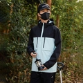 Men's outdoor jacket in black and mint green color block with multiple pockets - XS / Moon Blue