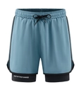 Men's double-layer 2-in-1 sports shorts in light blue with black inner compression layer - S / Fog Blue