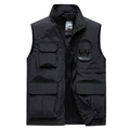 Men's outdoor utility vest in black with multiple pockets and breathable mesh lining - M / Black
