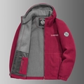 Men's red fleece jacket with warm grey lining and zip pockets for outdoor wear - XS / Red