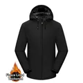 Men's black windbreaker jacket with warm fleece lining and adjustable hood - S / Black Fleece Lined