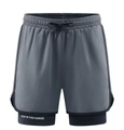 Men's 2-in-1 dark gray quick-dry athletic shorts with inner compression layer and drawstring - S / Dark Gray