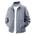 Men's dark grey lightweight sun protection jacket with stand collar and tech fabric - M / Dark Gray