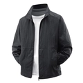 Men's lightweight black sun protection jacket with stand collar and zipper pockets - M / Black